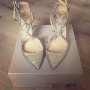 Jimmy Choo gold sparkly heels